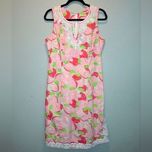 New Lilly Pulitzer Cut Strawberry Sleeveless Lace Embroidered Dress